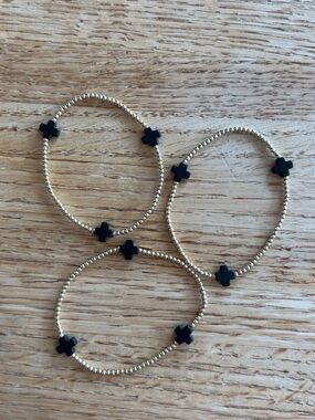 Enewton Bracelet Set Gold Beaded Bracelet with Black Cross